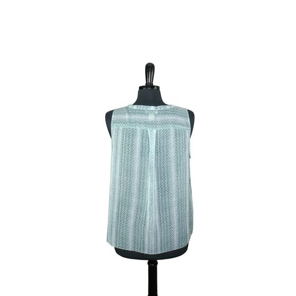 Ann Taylor LOFT Sleeveless Blouse Lightweight Green Soft Stripes L - Picture 2 of 3